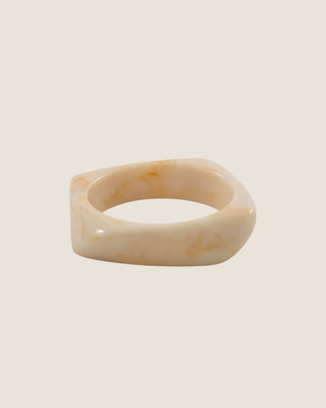 Medium Curvy Cream Marble Resin Bangle