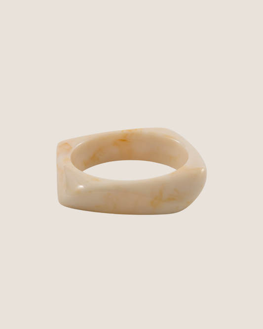 Medium Curvy Cream Marble Resin Bangle