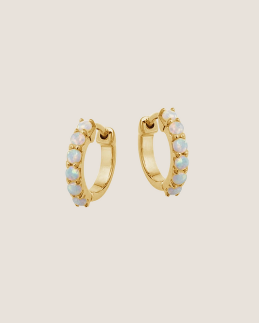 Opal Hoop Earrings - Petite